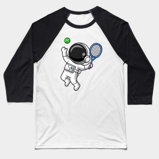 Cute Astronaut Playing Tennis Ball Cartoon Baseball T-Shirt